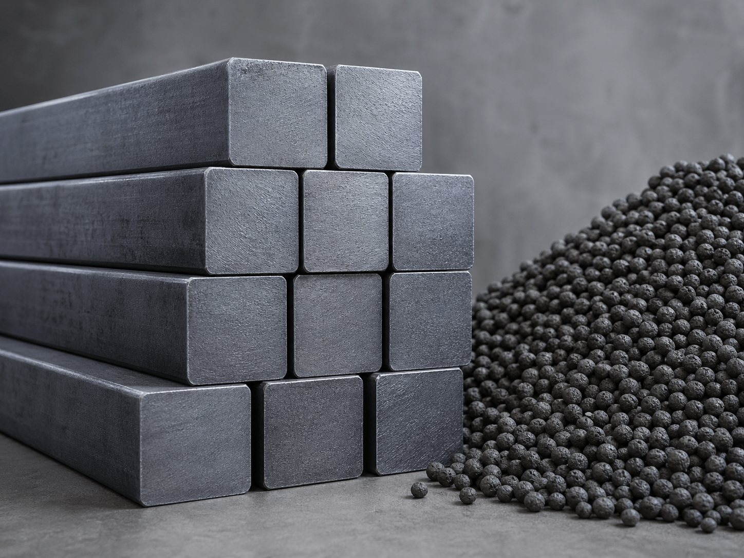 Steel billets and iron ore pellets - ferrous metals and steelmaking materials